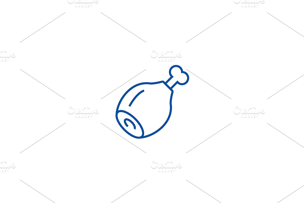 Chicken meat line icon concept in Illustrations - product preview 8