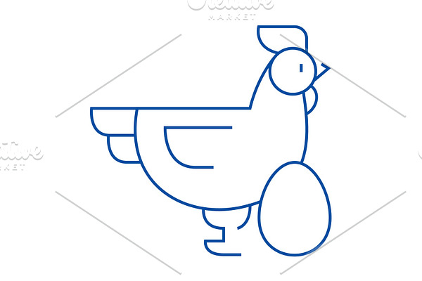 Chicken with egg line icon concept