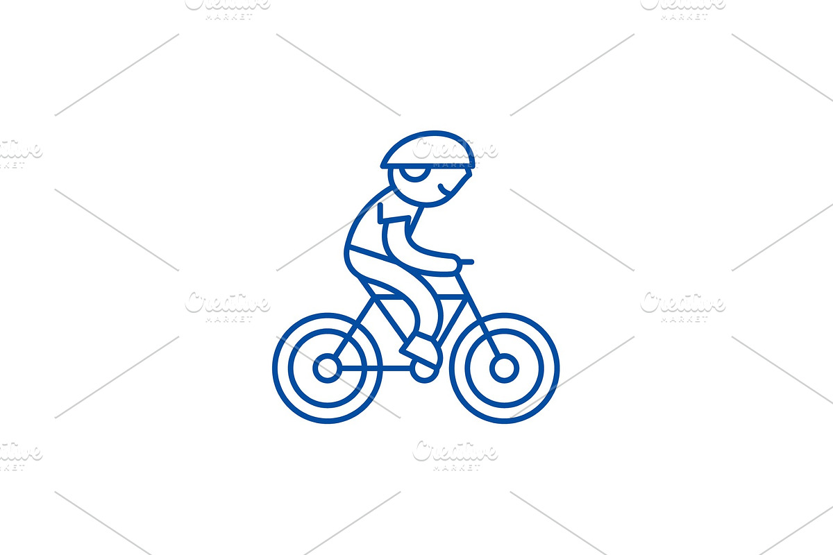 Child riding a bike line icon in Illustrations - product preview 8