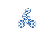 Child riding a bike line icon