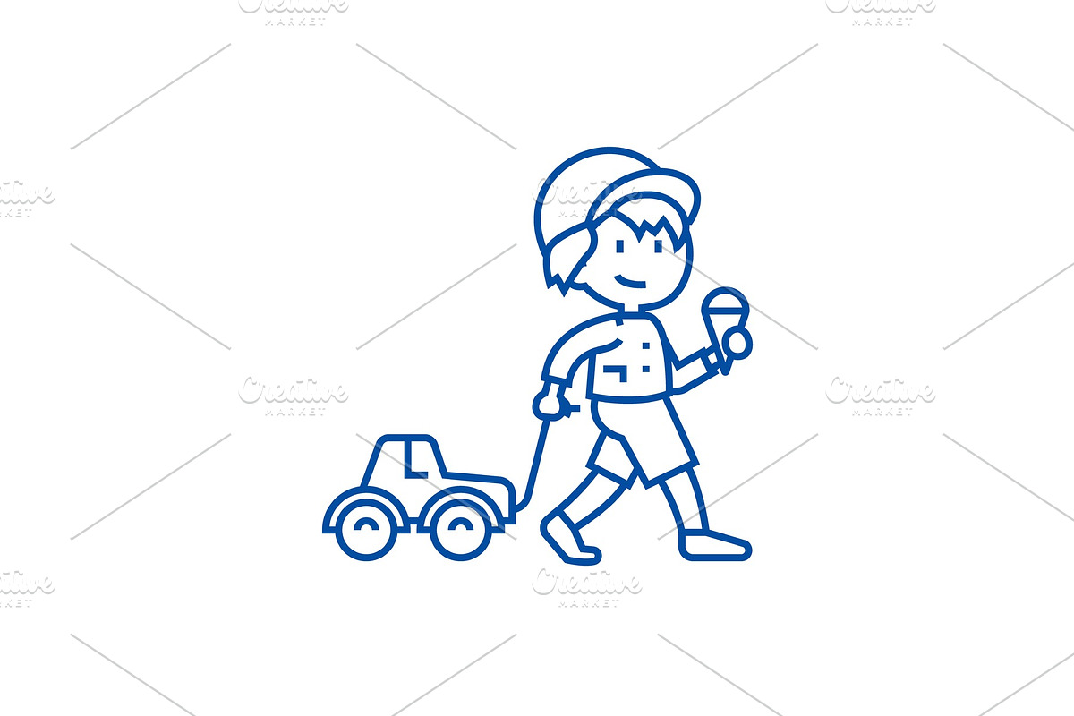 Child with ice cream and car toy on in Illustrations - product preview 8