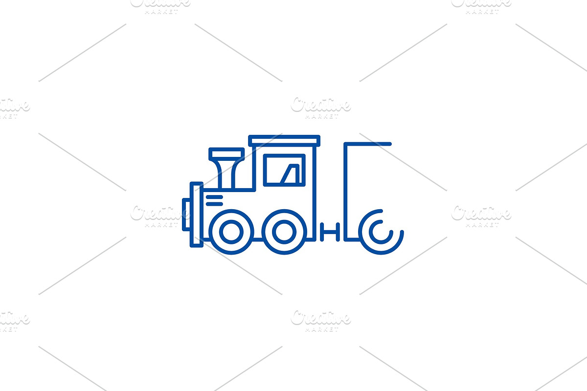 Childrens locomotive line icon in Illustrations - product preview 8