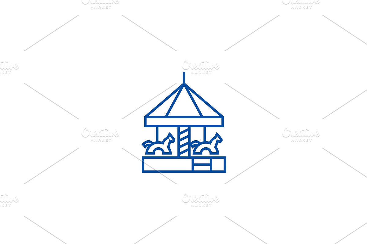Children's merry go round line icon in Objects - product preview 8
