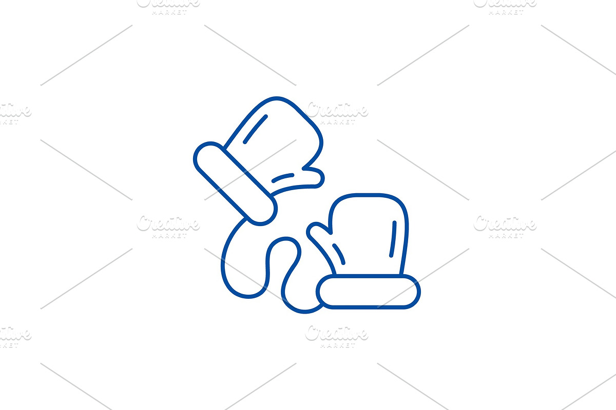 Childrens mittens line icon concept in Illustrations - product preview 8
