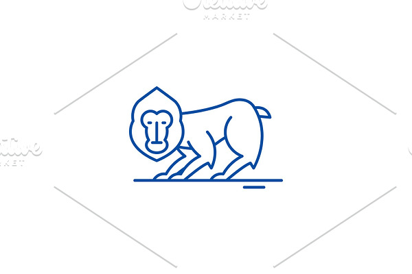Chimpanzee line icon concept