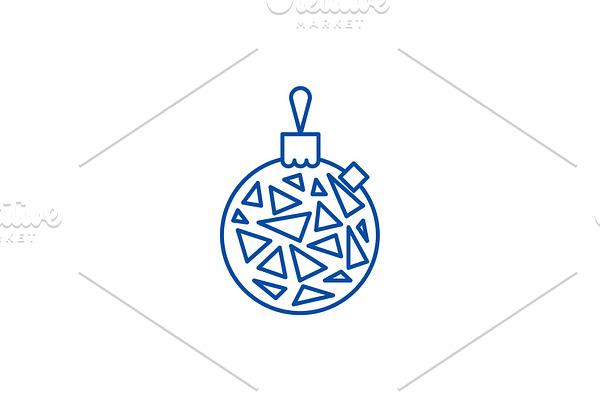 Christmas ball line icon concept