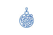 Christmas ball line icon concept