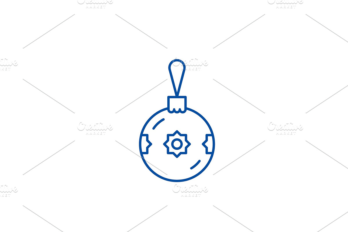 Christmas ball with decor line icon in Objects - product preview 8