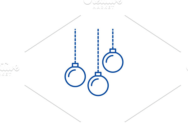Christmas balls line icon concept