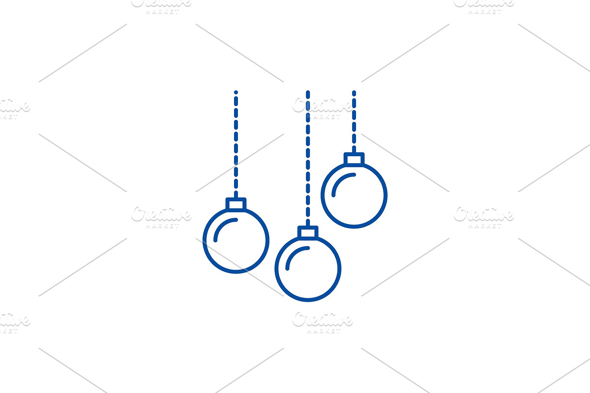 Christmas balls line icon concept in Objects - product preview 8