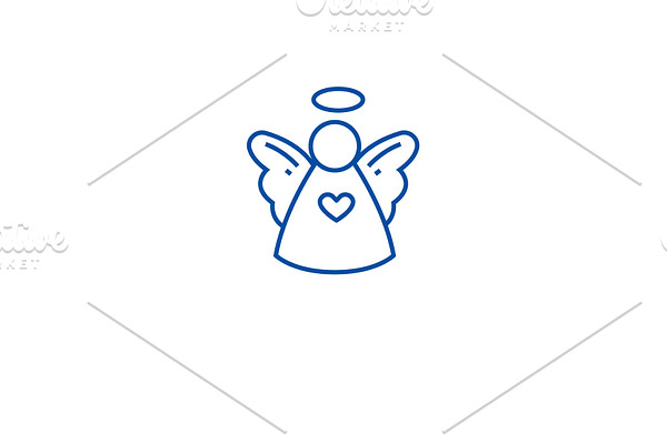 Christmas cute angel line icon