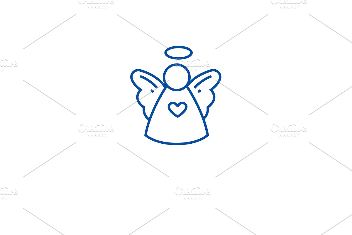 Christmas cute angel line icon in Objects - product preview 8