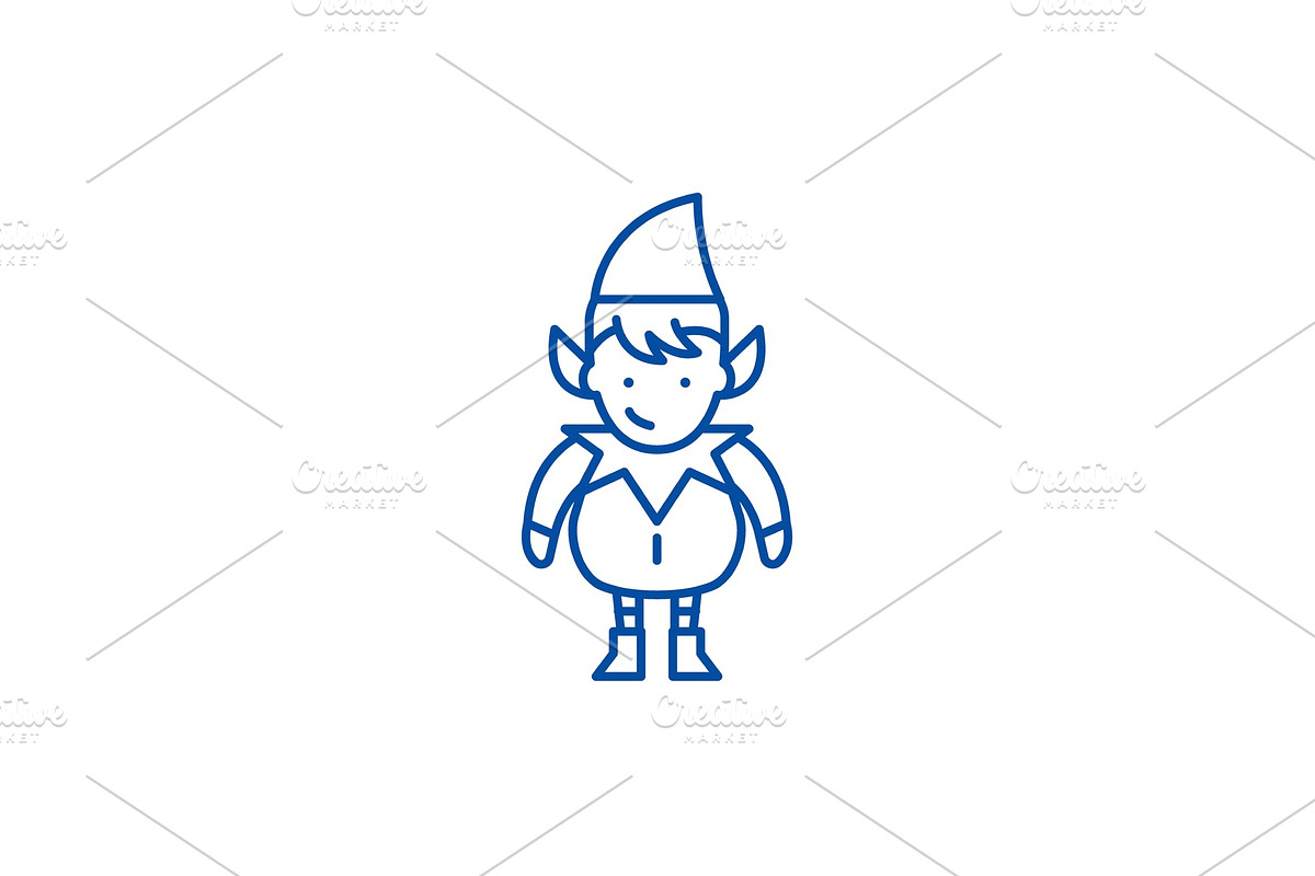 Christmas cute elf line icon concept in Objects - product preview 8