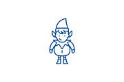 Christmas cute elf line icon concept