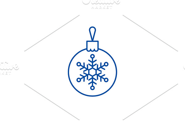 Christmas decoration ball line icon