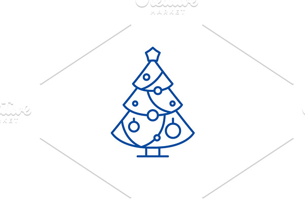 Christmas decoration tree line icon
