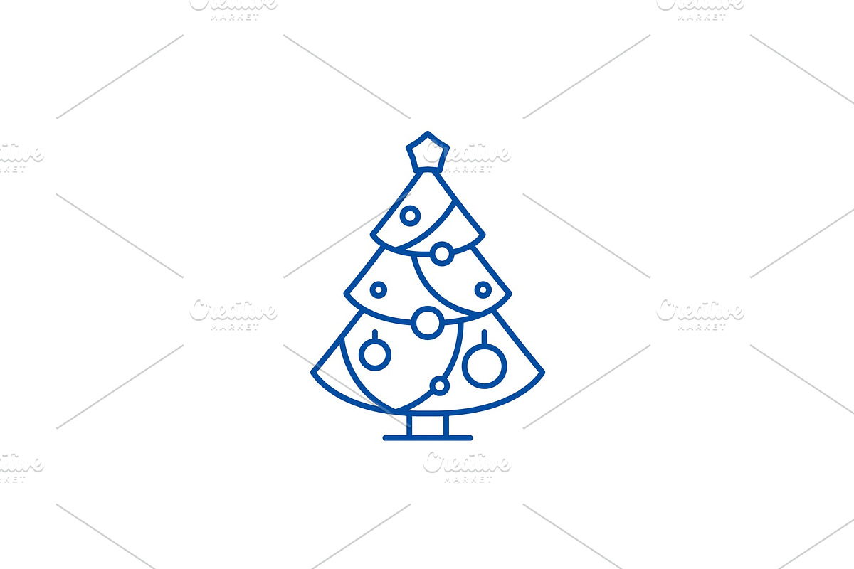 Christmas decoration tree line icon in Objects - product preview 8