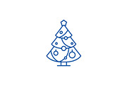 Christmas decoration tree line icon