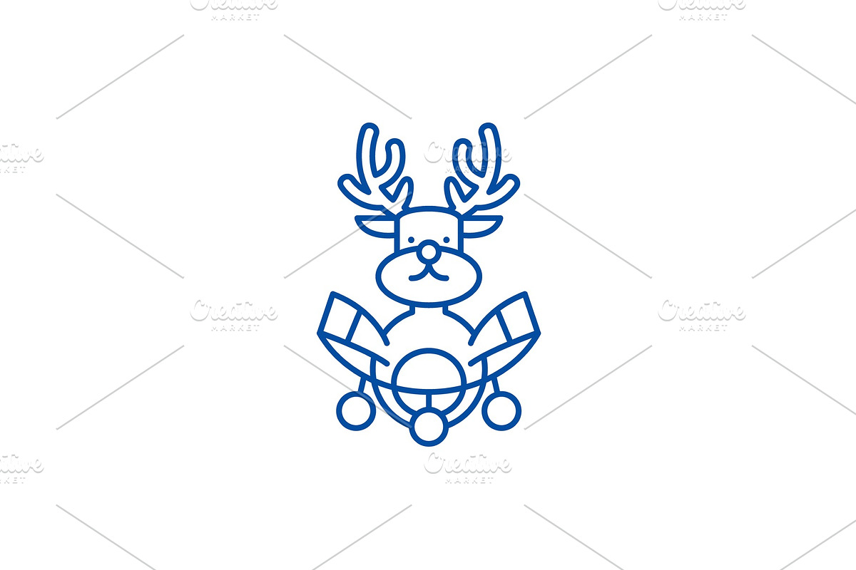 Christmas deer decoration line icon in Objects - product preview 8
