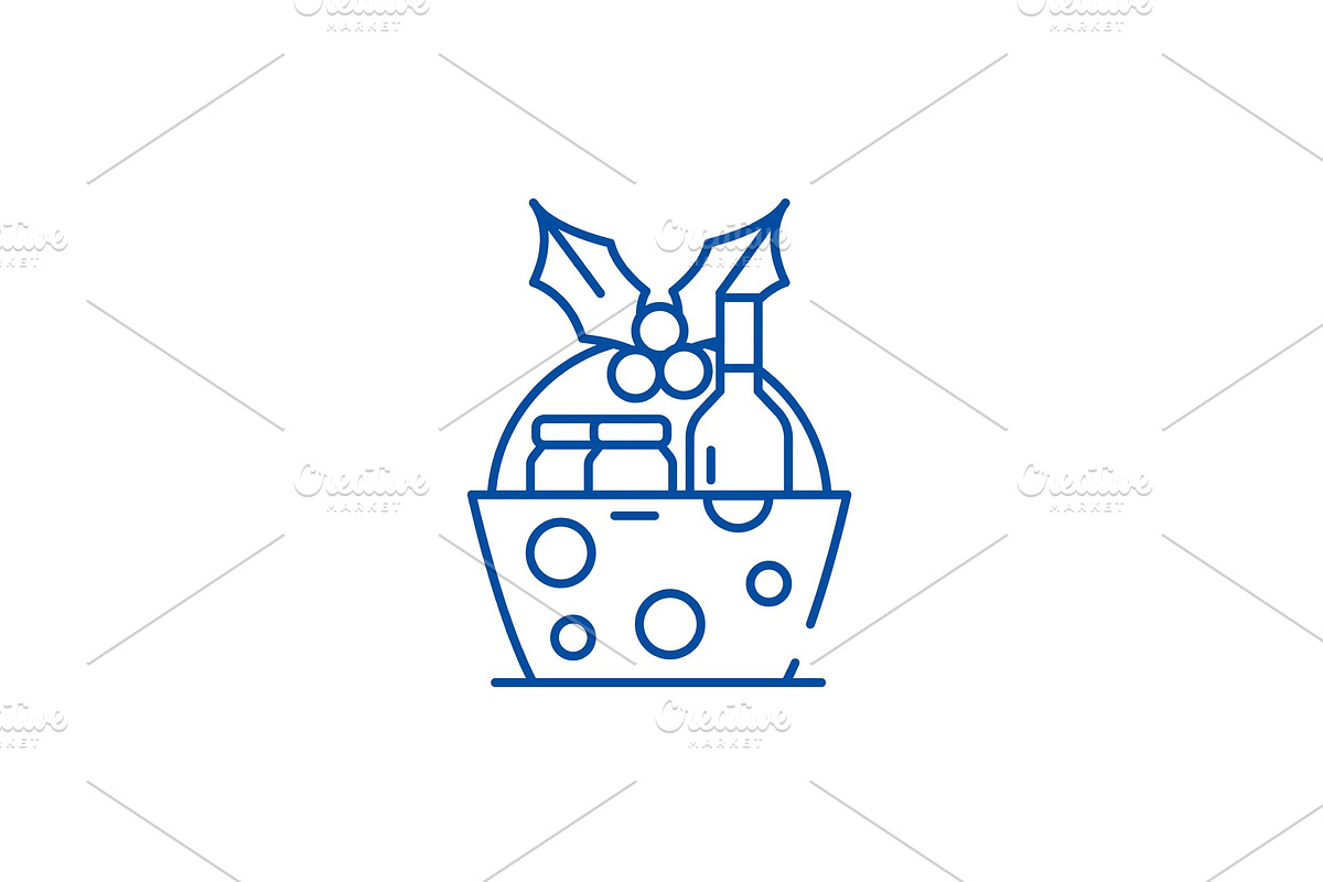 Christmas gift basket line icon in Objects - product preview 8