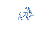 Christmas reindeer line icon concept
