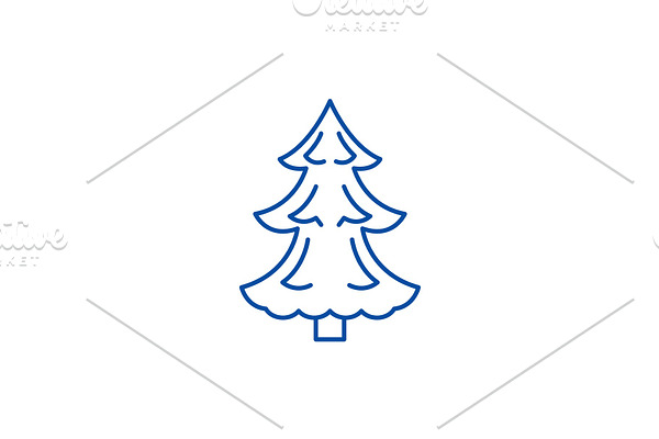 Christmas tree line icon concept