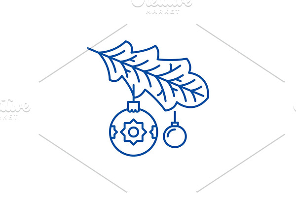 Christmas tree branch line icon