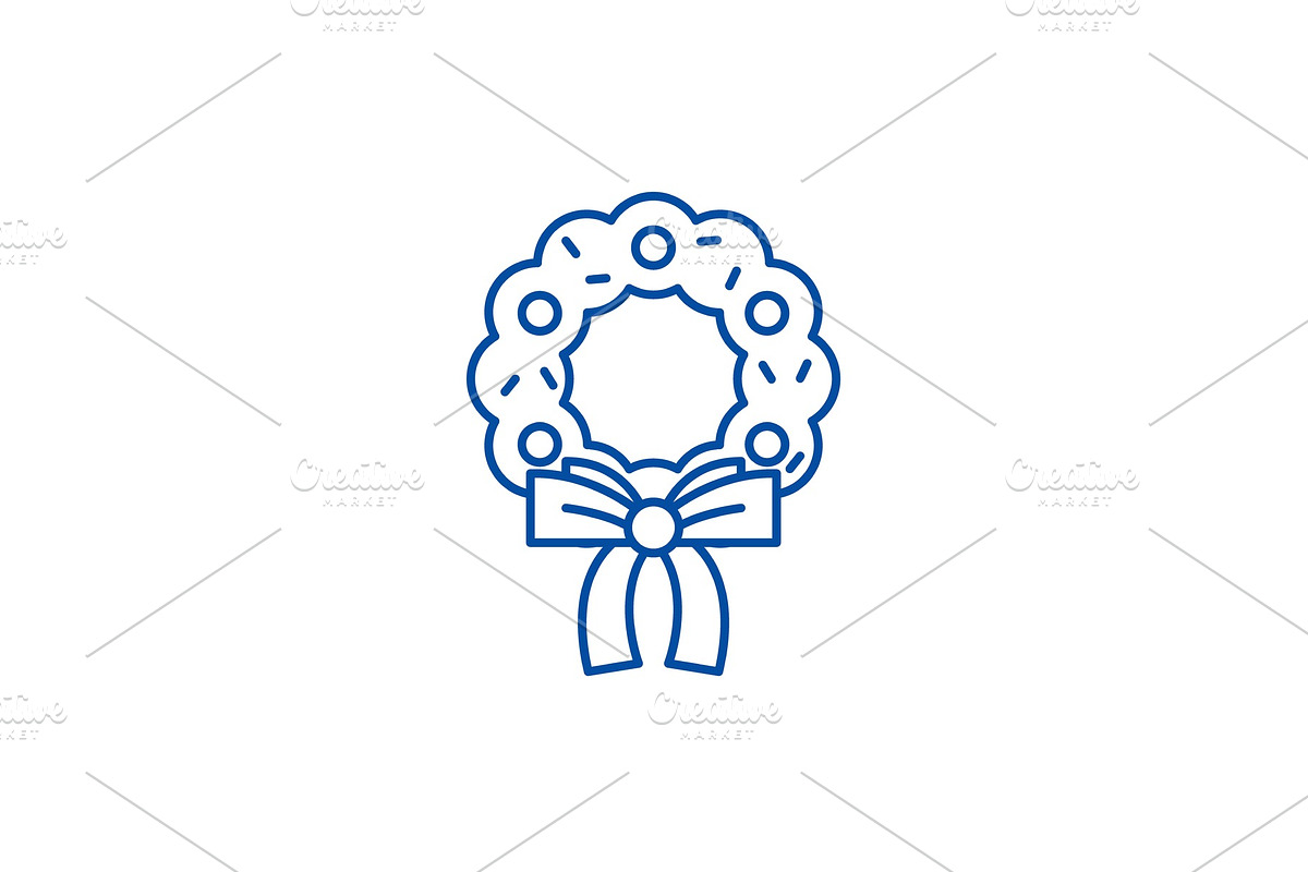 Christmas wreath line icon concept in Objects - product preview 8