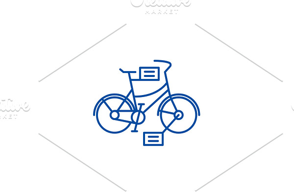 City bicycle line icon concept. City