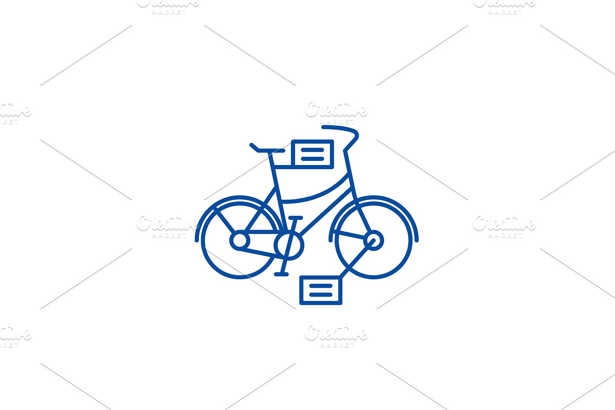 City bicycle line icon concept. City in Illustrations - product preview 8