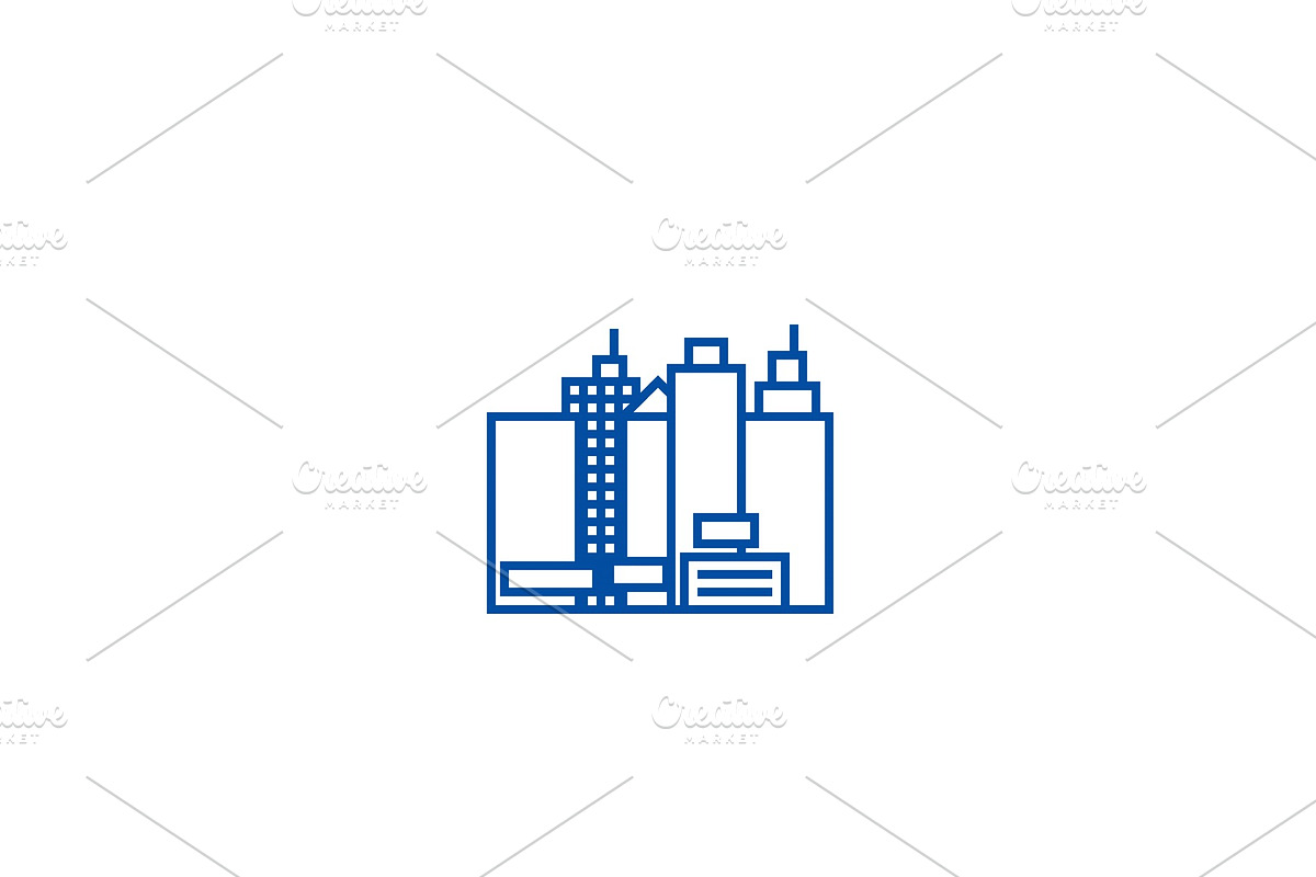 City,new town line icon concept in Illustrations - product preview 8
