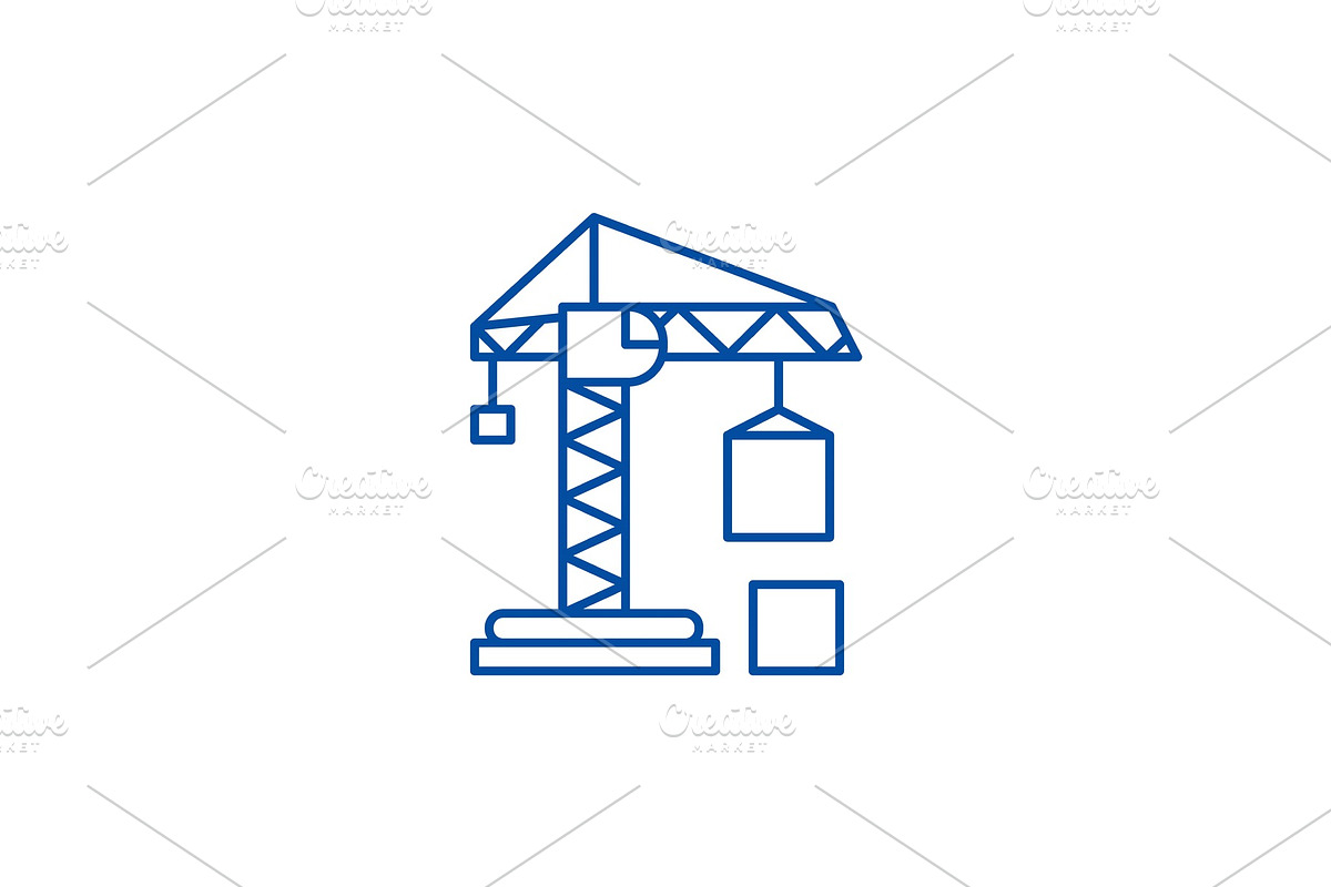 Civil construction crane line icon in Illustrations - product preview 8