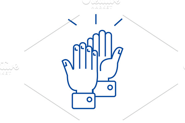 Clapping hands line icon concept
