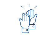 Clapping hands line icon concept