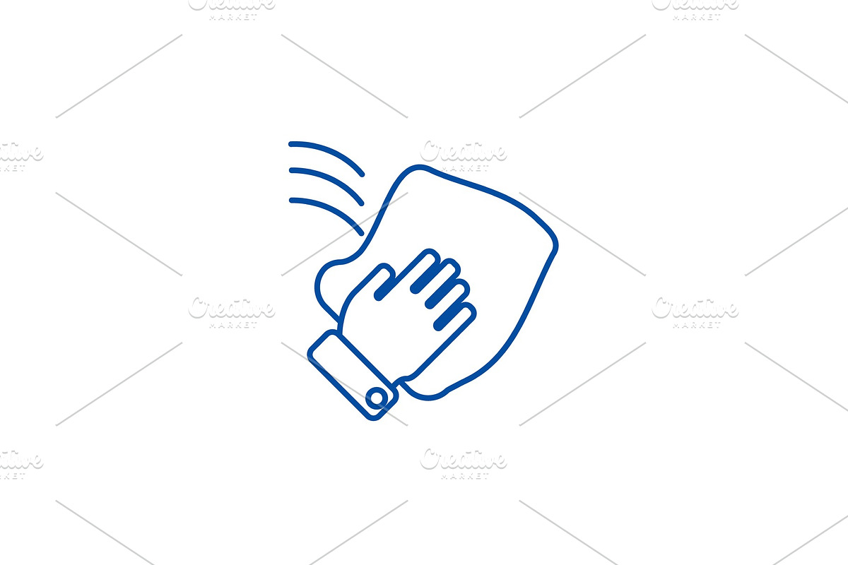 Cleaning hand, wash cloth line icon in Illustrations - product preview 8