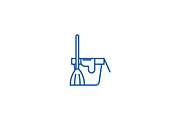 Cleaning service,bucket with a broom