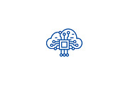 Cloud computing line icon concept