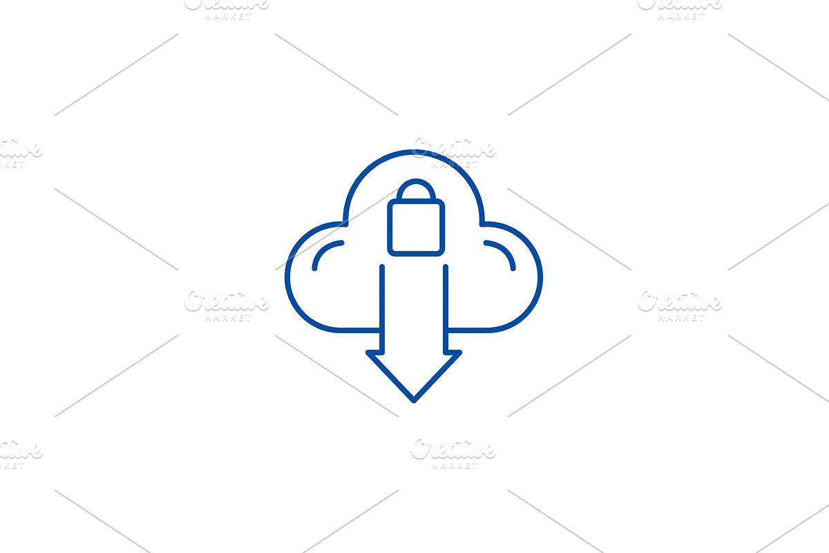 Cloud protection line icon concept in Illustrations - product preview 8