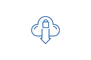 Cloud protection line icon concept
