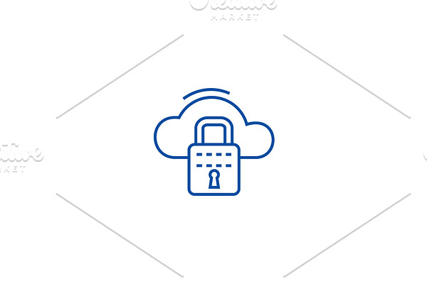 Cloud security line icon concept