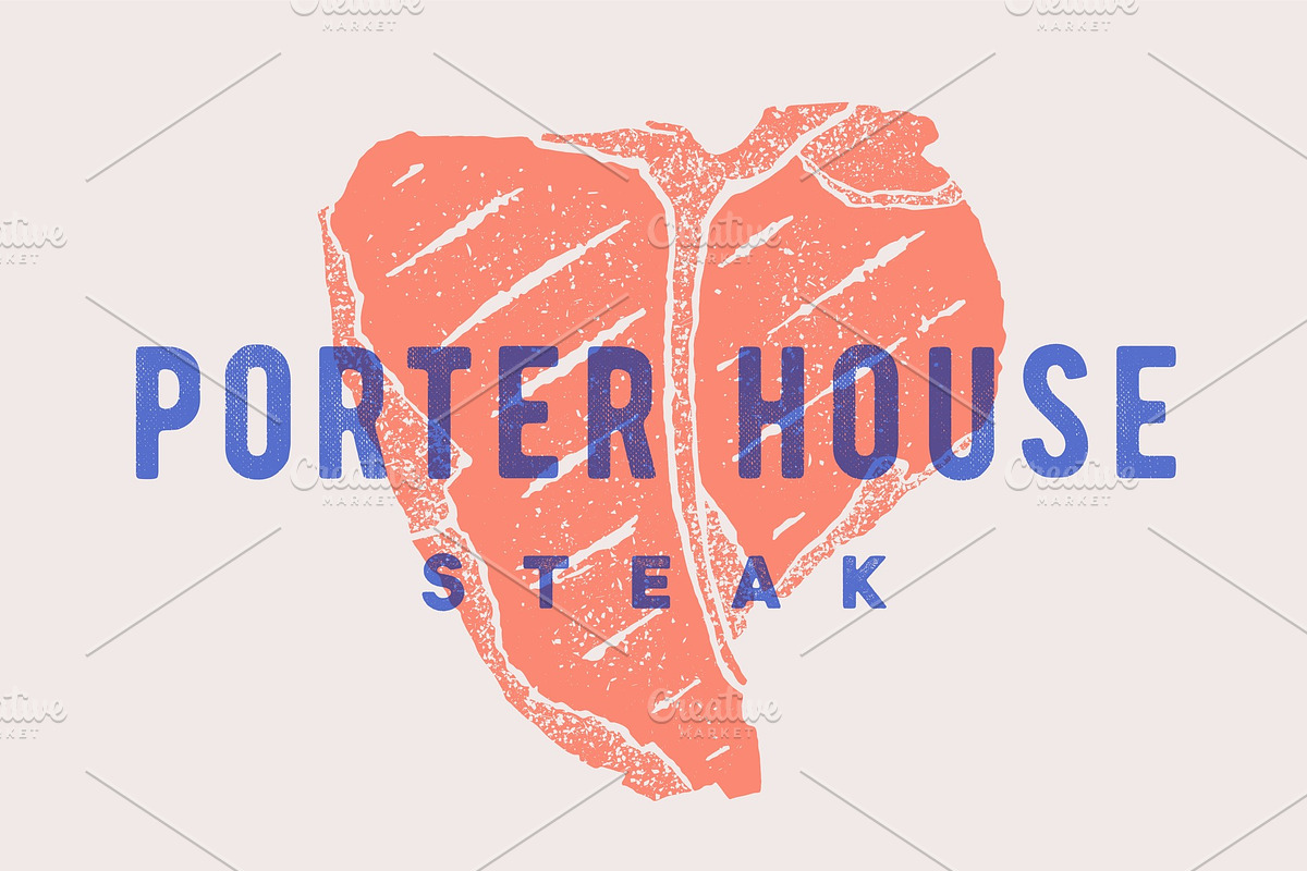 Steak, Porter House. Poster with in Illustrations - product preview 8