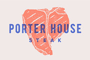 Steak, Porter House. Poster with