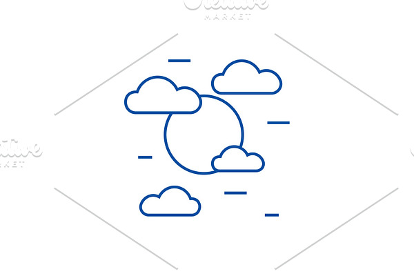 Cloudy day line icon concept. Cloudy