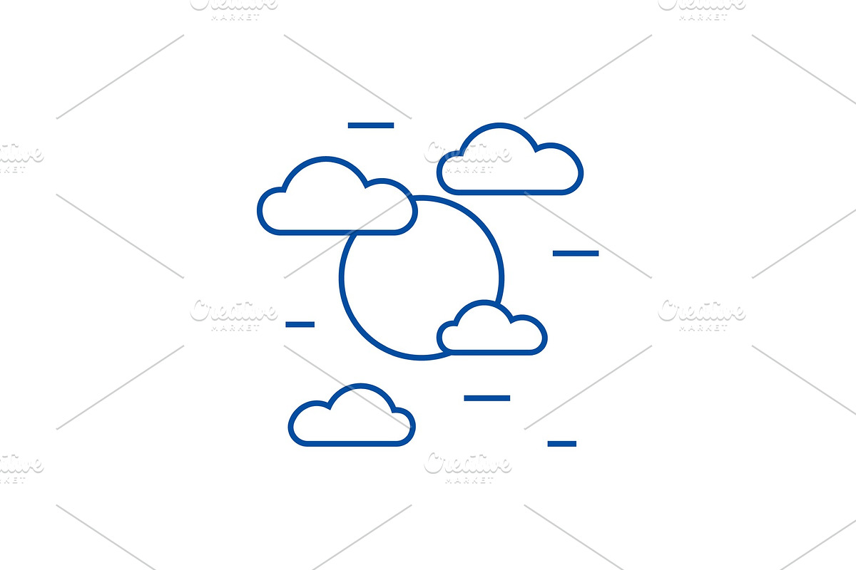Cloudy day line icon concept. Cloudy in Illustrations - product preview 8
