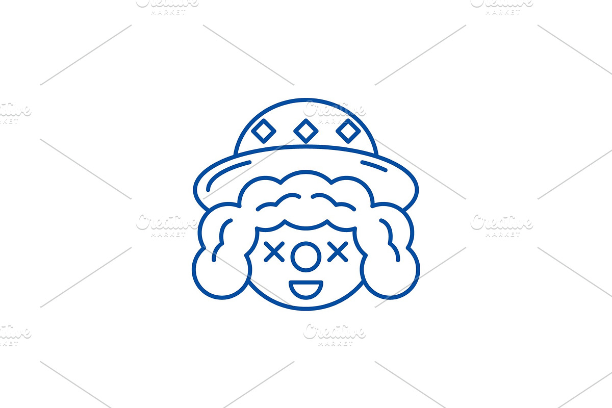 Clown face line icon concept. Clown in Illustrations - product preview 8