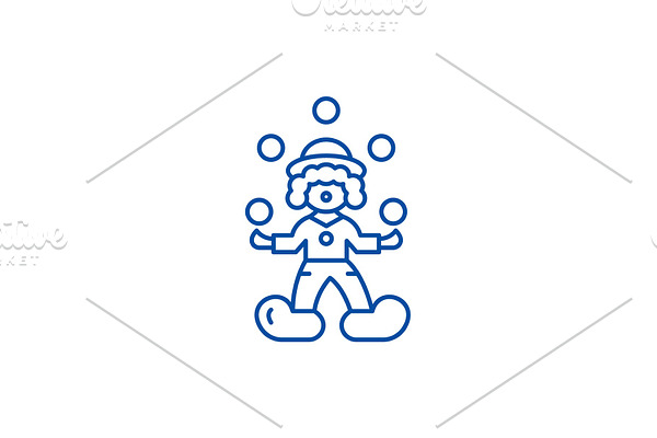 Clown juggler line icon concept