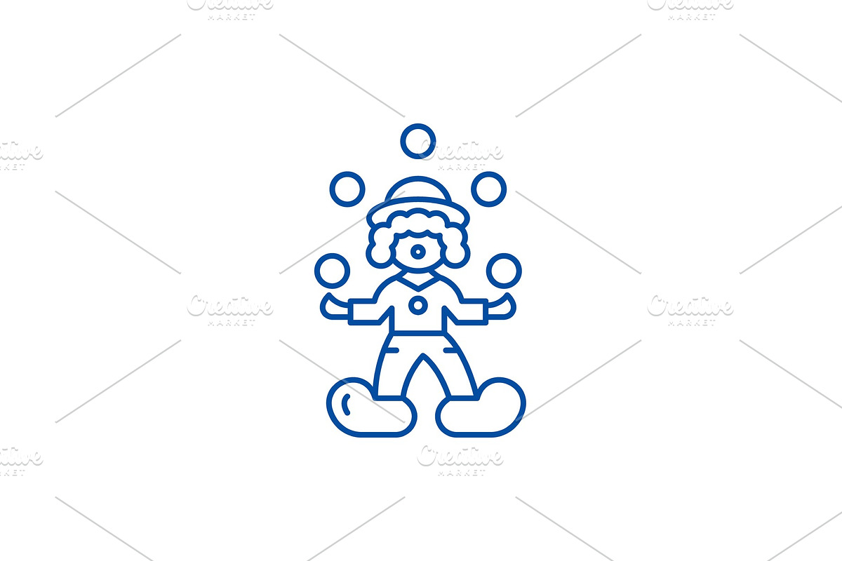 Clown juggler line icon concept in Objects - product preview 8