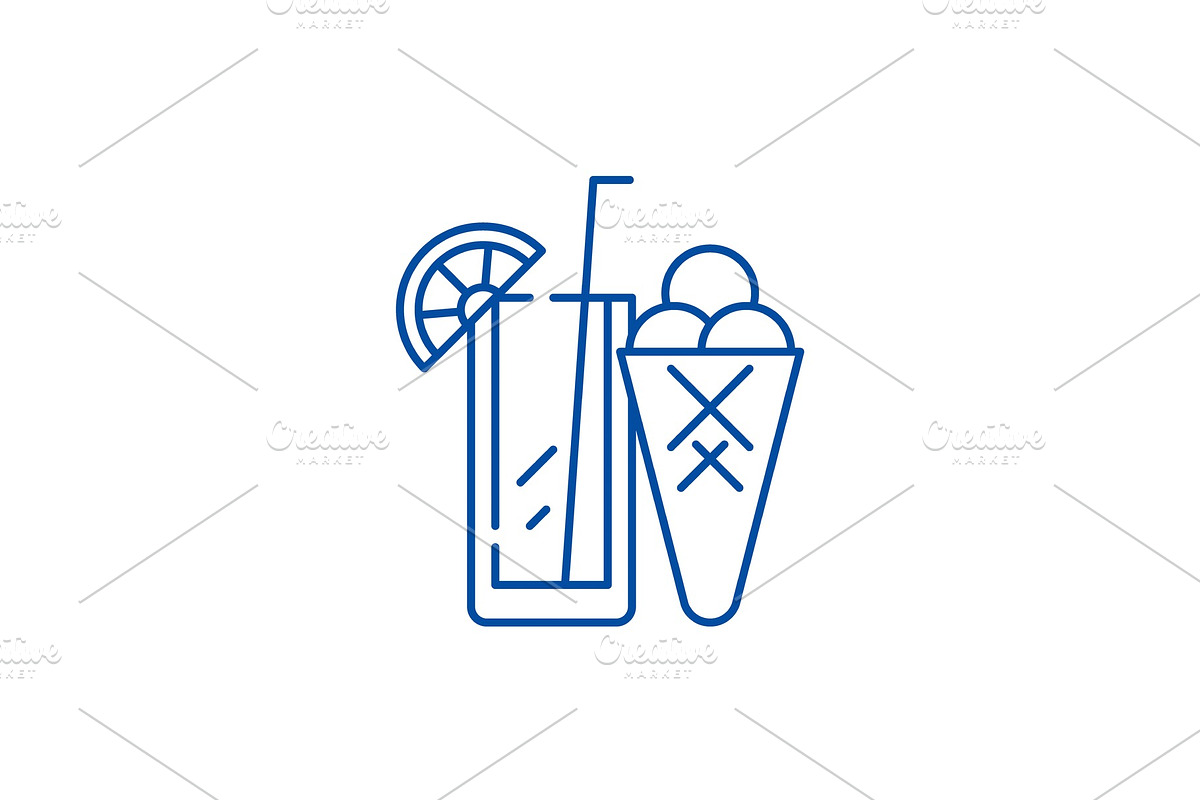 Cocktail and ice cream line icon in Illustrations - product preview 8