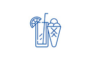 Cocktail and ice cream line icon