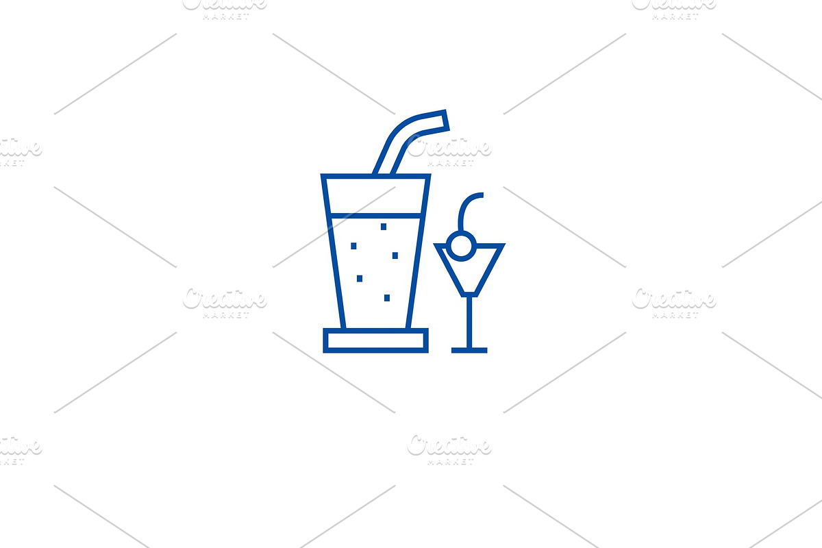 Cocktail drinks line icon concept in Illustrations - product preview 8